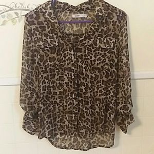 Old Navy NWOT Cheetah Sheer Blouse